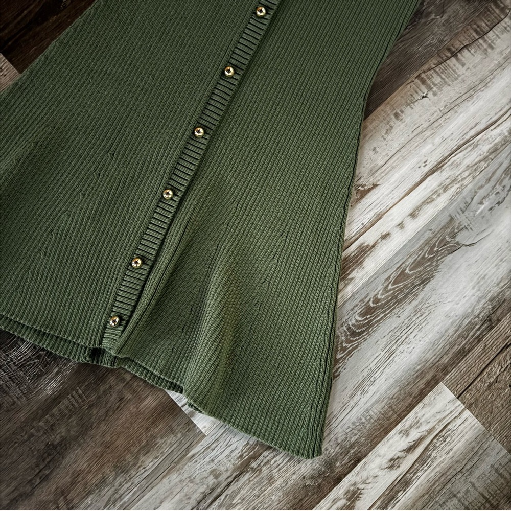 French Connection Olive Ribbed Knit sweater Dress - Picture 10 of 13